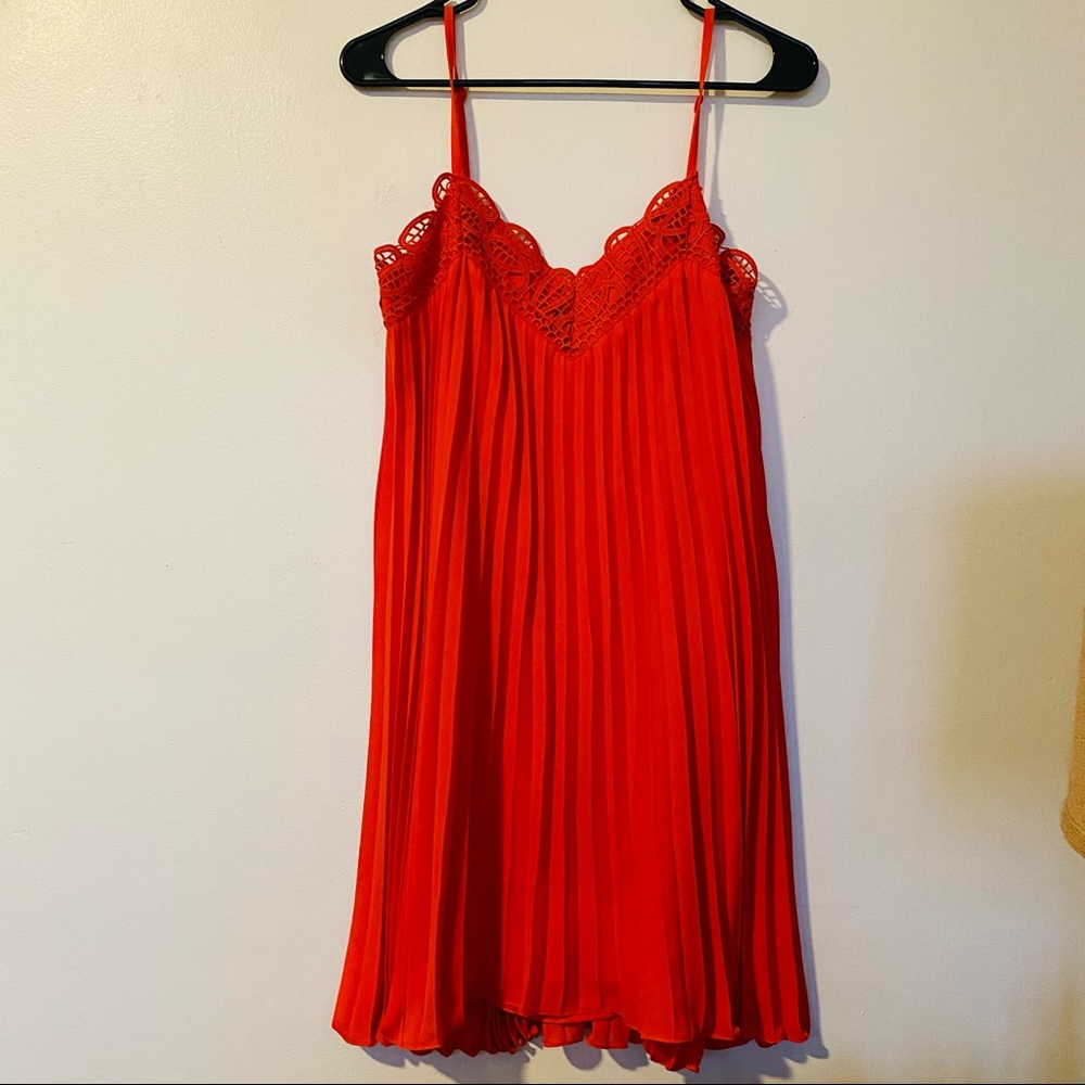 Tahari Orange Pleated Dress